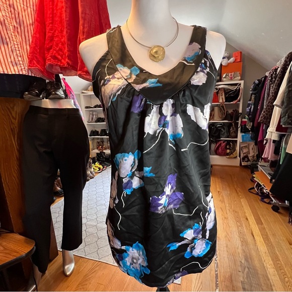 Cynthia Rowley Womens Medium Modern Wayercolor Floral Print Top - Picture 7 of 7